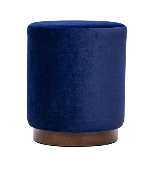 Nordlys Brown Wooden Base Living Room Pouf in Blue - image 1