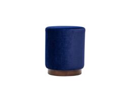 Nordlys Brown Wooden Base Living Room Pouf in Blue - thumbnail 4
