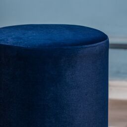 Nordlys Brown Wooden Base Living Room Pouf in Blue - thumbnail 6