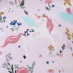 Happy Linen Company Kids Enchanted Forest Unicorn Reversible Duvet Cover Bedding Set in Pink - Size: Double - thumbnail 4