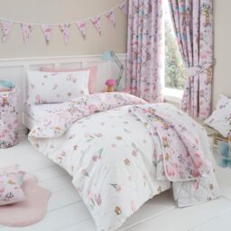 Happy Linen Company Kids Enchanted Forest Unicorn Reversible Duvet Cover Bedding Set in Pink - Size: Double - thumbnail 2