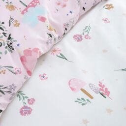 Happy Linen Company Kids Enchanted Forest Unicorn Reversible Duvet Cover Bedding Set in Pink - Size: Double - thumbnail 5