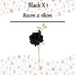VFM e-Store Christmas Rose Spray Pick Decoration 80cm x 16cm Black X 1 - Size: 80 cm x 16 cm - thumbnail 2