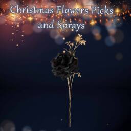 VFM e-Store Christmas Rose Spray Pick Decoration 80cm x 16cm Black X 1 - Size: 80 cm x 16 cm - thumbnail 3