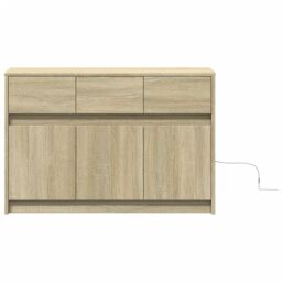 Berkfield Home TV Cabinet with LED Sonoma Oak 91x34x61 cm Engineered Wood in Brown - Size: 91 x 34 x 61 cm - thumbnail 6