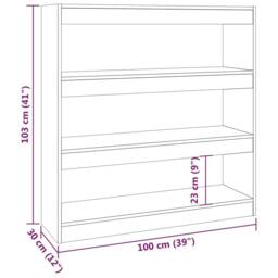 Berkfield Home Classic Book Cabinet/Room Divider Smoked Oak 100x30x103 cm in Brown - Size: 100 x 30 x 103 cm - thumbnail 7