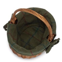 Red Hamper Cotton Lined Wicker Double Steamed Oval Shopping Basket in Green - thumbnail 2