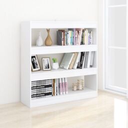 Berkfield Home Book Cabinet/Room Divider White 100x30x103 cm - Size: 100 x 30 x 103 cm - thumbnail 5