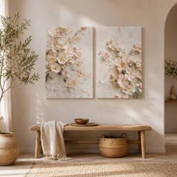 "Mafett Ivory Garden Dream 2 Set Canvases Wall Art Print in Light Pink - Size: W24"" x H32""" - thumbnail 3