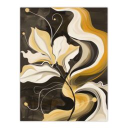 "Artery8 Abstract Yellow Ochre Grey Flower Wall Art Print - Size: W18"" x H24""" - thumbnail 1