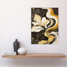 "Artery8 Abstract Yellow Ochre Grey Flower Wall Art Print - Size: W18"" x H24""" - thumbnail 4