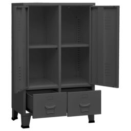 Berkfield Home Industrial Wardrobe Anthracite 67x35x107 cm Steel in Black - Size: 67 x 35 x 107 cm - thumbnail 6