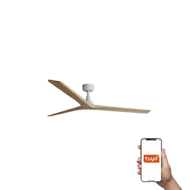 Netlighting Klim Large 3 Blade Ceiling Fan Matt White Oak Wood Tuya Smart System in Brown - image 1
