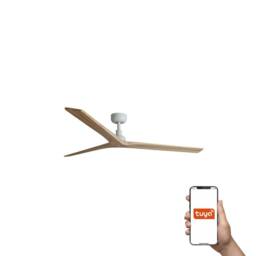 Netlighting Klim Large 3 Blade Ceiling Fan Matt White Oak Wood Tuya Smart System in Brown - thumbnail 1
