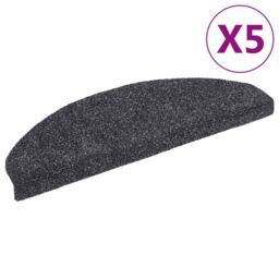 Berkfield Home Self-adhesive Stair Mats 5 pcs Dark Grey 65x21x4 cm Needle Punch - Size: Medium - thumbnail 2