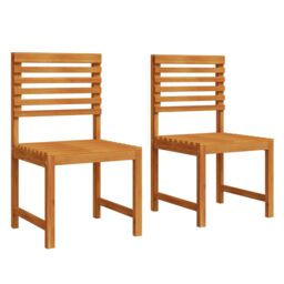 Berkfield Home Garden Chairs Without Arms - Set of 2 in Solid Acacia Wood in Brown - thumbnail 2