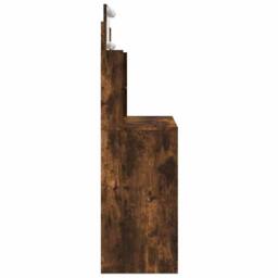 Berkfield Home Dressing Table with LED Lights Smoked Oak 96x40x142 cm in Brown - Size: 96 x 40 x 142 cm - thumbnail 6