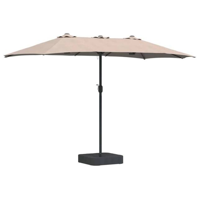Berkfield Home Garden Parasol Folding Taupe 385 x 209 x 244 cm Fabric - image 1