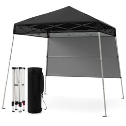 Costway Pop up Canopy Tent Easy Setup Folding Gazebo Shelter w/ 1 Sidewall in Black - thumbnail 2