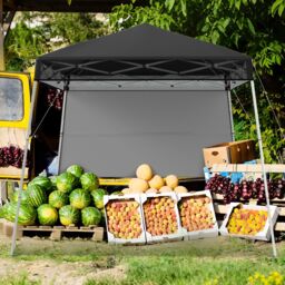 Costway Pop up Canopy Tent Easy Setup Folding Gazebo Shelter w/ 1 Sidewall in Black - thumbnail 5