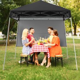 Costway Pop up Canopy Tent Easy Setup Folding Gazebo Shelter w/ 1 Sidewall in Black - thumbnail 3