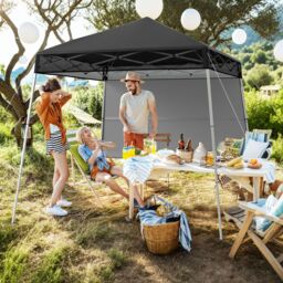 Costway Pop up Canopy Tent Easy Setup Folding Gazebo Shelter w/ 1 Sidewall in Black - thumbnail 9