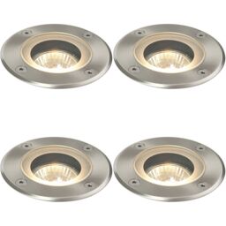 Loops 4 PACK Marine Grade IP65 Round Ground Light - 50W GU10 - Stainless Steel in Metallics