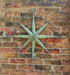 Inspirational Gifting Verdigris Coloured Metal Compass Screen Plaque 94cm in Green - thumbnail 2