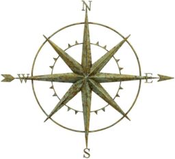 Inspirational Gifting Verdigris Coloured Metal Compass Screen Plaque 94cm in Green - thumbnail 1