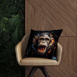 Warren Reed - Designer Monkey Face Splashart Outdoor Cushion in Orange - Size: 60 cm x 60 cm - thumbnail 2