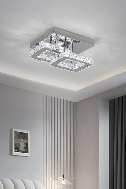 H&O Direct Glam Crystal Square Flush Mount Ceiling Light for Luxe Spaces in Silver - image 1