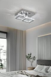 H&O Direct Glam Crystal Square Flush Mount Ceiling Light for Luxe Spaces in Silver - thumbnail 2
