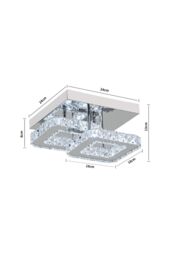 H&O Direct Glam Crystal Square Flush Mount Ceiling Light for Luxe Spaces in Silver - thumbnail 3
