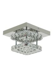 H&O Direct Glam Crystal Square Flush Mount Ceiling Light for Luxe Spaces in Silver - thumbnail 4