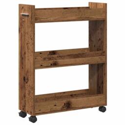 Berkfield Home Rolling Cabinet Old Wood 60x22x79 cm Engineered Wood in Brown - Size: 60 x 22 x 79 cm - thumbnail 5