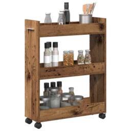 Berkfield Home Rolling Cabinet Old Wood 60x22x79 cm Engineered Wood in Brown - Size: 60 x 22 x 79 cm - thumbnail 1
