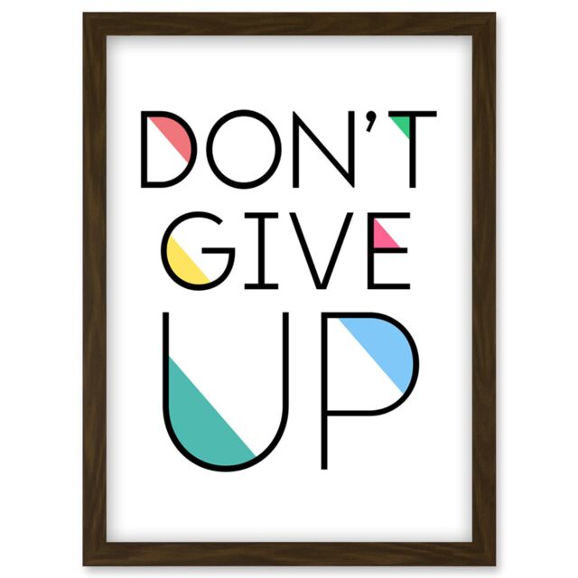 Artery8 Don't Give Up Inspirational Positive Motivational Gym Workout Living Room Aesthetic Artwork Framed Wall Art Print A4 in Brown - image 1