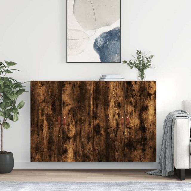 Berkfield Home Wall Mounted Cabinets 2 pcs Smoked Oak 69.5x34x90 cm in Brown - image 1