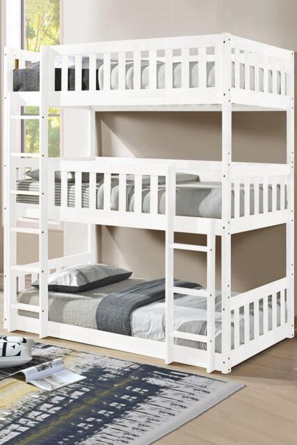 Rest Relax Lydia Triple Bunk Bed with Foam Mattresses in White - Size: Single - image 1