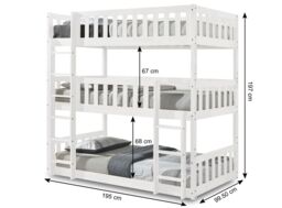 Rest Relax Lydia Triple Bunk Bed with Foam Mattresses in White - Size: Single - thumbnail 3