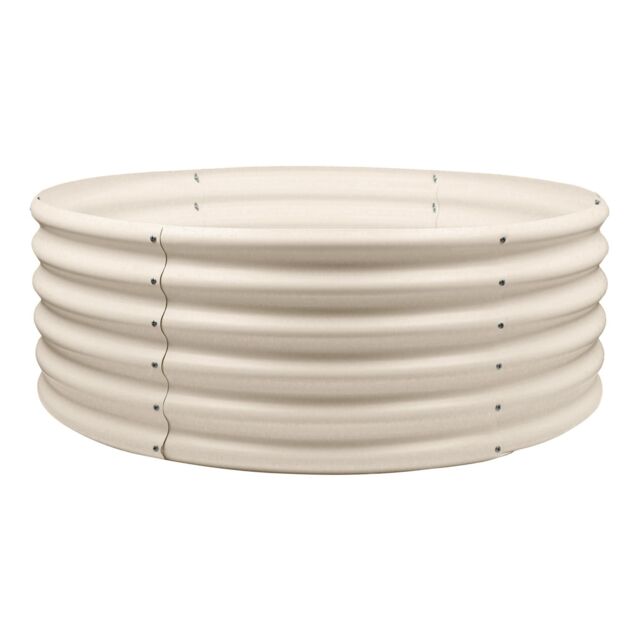 Harbour Housewares Raised Garden Bed - Round Bottomless Galvanised Steel Planter 120 x 45cm in Ivory - Size: 120 x 45 cm - image 1