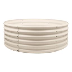 Harbour Housewares Raised Garden Bed - Round Bottomless Galvanised Steel Planter 120 x 45cm in Ivory - Size: 120 x 45 cm