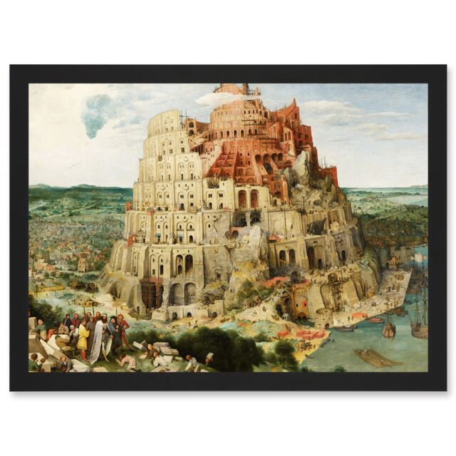 Artery8 Pieter Bruegel The Elder The Tower Of Babel Vienna Painting Artwork Framed Wall Art Print A4 in Black - image 1