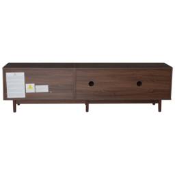 ModernLuxe Modern TV cabinet with 2 drawers & rattan sliding doors in Dark Brown - thumbnail 9