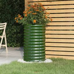 Berkfield Home Garden Planter Powder-coated Steel 40x40x68 cm Green - Size: 40 x 40 x 68 cm - thumbnail 2