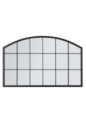 Living and Home Modern Black Metal Arched Grid Decor Window Mirror, 110cm W x 70cm H - Size: 110 cm W x 70 cm H - thumbnail 4