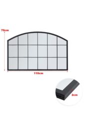 Living and Home Modern Black Metal Arched Grid Decor Window Mirror, 110cm W x 70cm H - Size: 110 cm W x 70 cm H - thumbnail 7