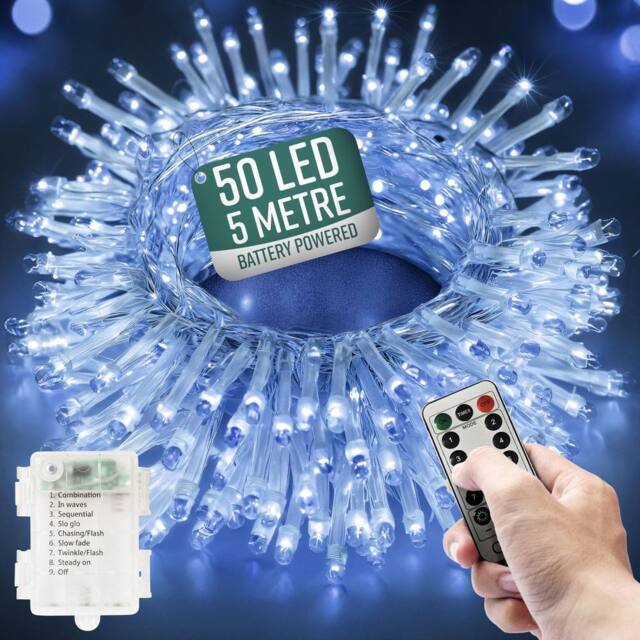 Globrite 50 LED Christmas Fairy String Lights Battery Operated - Cool White - image 1