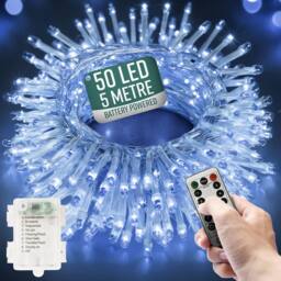 Globrite 50 LED Christmas Fairy String Lights Battery Operated - Cool White - thumbnail 1