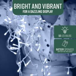 Globrite 50 LED Christmas Fairy String Lights Battery Operated - Cool White - thumbnail 4